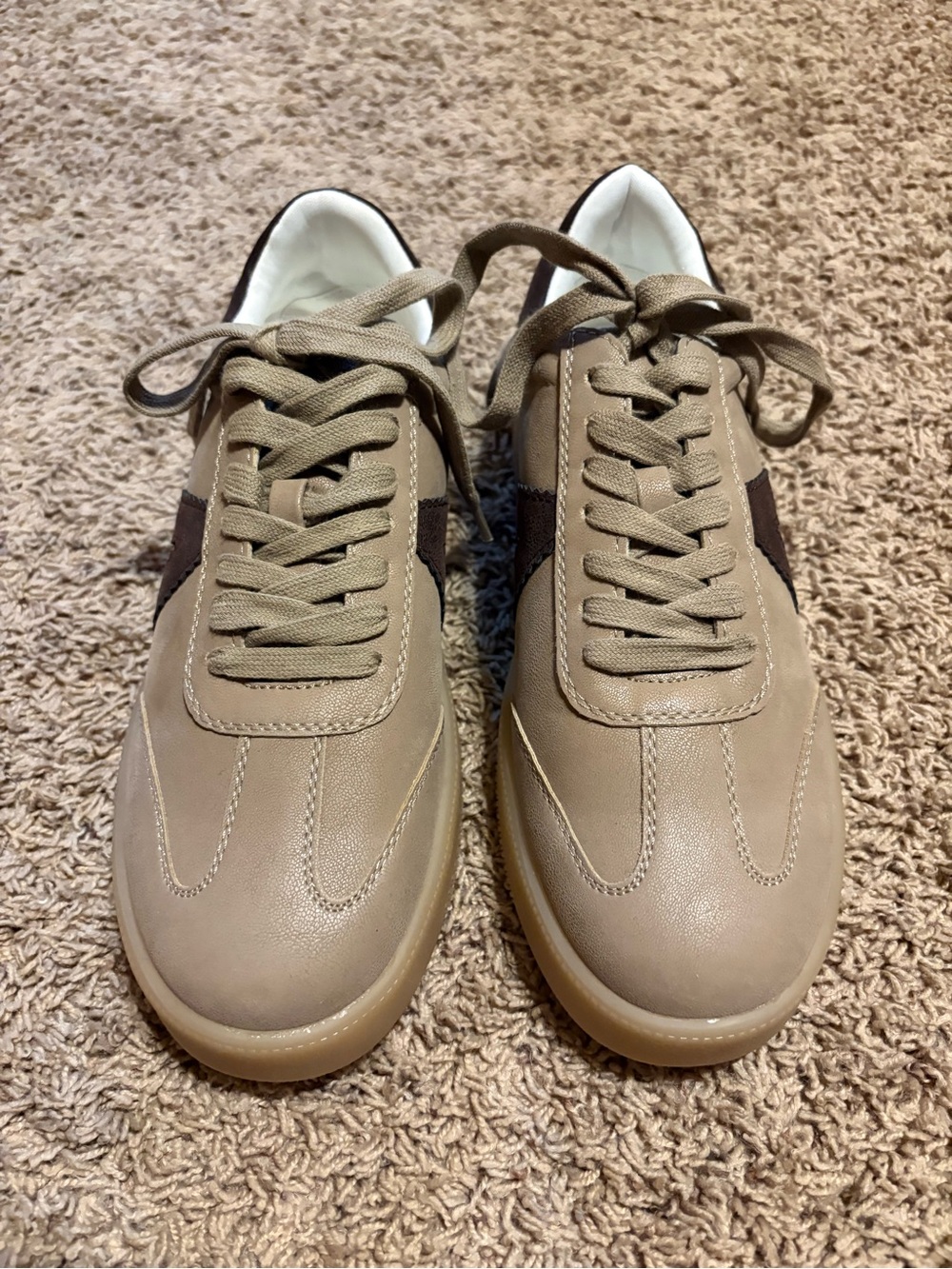 MIA Women's Tan and Dark Brown Leather Sneakers